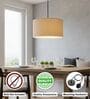 14-Inch Cream Fabric Drum Pendant Light, Modern Hanging Ceiling Lamp