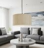 14-Inch Cream Texture Fabric Drum Pendant Light