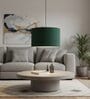 14-Inch Dark Green Fabric Drum Pendant Light, Modern Hanging Ceiling Lamp