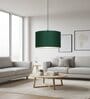 14-Inch Dark Green Fabric Drum Pendant Light