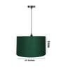 14-Inch Dark Green Fabric Drum Pendant Light, Modern Hanging Ceiling Lamp