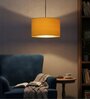 14-Inch Dark Yellow Fabric Drum Pendant Light, Modern Hanging Ceiling Lamp