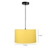 14-Inch Dark Yellow Fabric Drum Pendant Light, Modern Hanging Ceiling Lamp