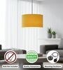14-Inch Dark Yellow Fabric Drum Pendant Light, Modern Hanging Ceiling Lamp