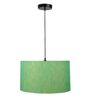 14-Inch Green Texture Fabric Drum Pendant Light, Modern Hanging Ceiling Lamp