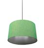 14-Inch Green Texture Fabric Drum Pendant Light, Modern Hanging Ceiling Lamp