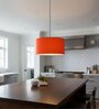 14-Inch Orange Fabric Drum Pendant Light, Modern Hanging Ceiling Lamp