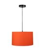 14-Inch Orange Fabric Drum Pendant Light, Modern Hanging Ceiling Lamp