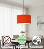 14-Inch Orange Fabric Drum Pendant Light, Modern Hanging Ceiling Lamp