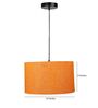 14-Inch Orange Texture Fabric Drum Pendant Light, Modern Hanging Ceiling Lamp