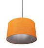 14-Inch Orange Texture Fabric Drum Pendant Light, Modern Hanging Ceiling Lamp
