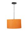 14-Inch Orange Texture Fabric Drum Pendant Light, Modern Hanging Ceiling Lamp