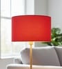 14-Inch Red Fabric Drum Lampshade