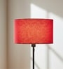 14-Inch Red Fabric Drum Lampshade