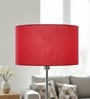 14-Inch Red Fabric Drum Lampshade
