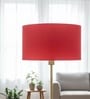 14-Inch Red Fabric Drum Lampshade