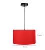 14-Inch Red Fabric Drum Pendant Light, Modern Hanging Ceiling Lamp