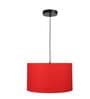 14-Inch Red Fabric Drum Pendant Light, Modern Hanging Ceiling Lamp