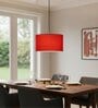 14-Inch Red Fabric Drum Pendant Light, Modern Hanging Ceiling Lamp