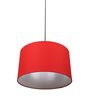 14-Inch Red Fabric Drum Pendant Light, Modern Hanging Ceiling Lamp