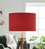 14-Inch Red Jute Fabric Drum Lampshade
