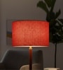 14-Inch Red Jute Fabric Drum Lampshade