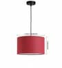 14-Inch Red Jute Fabric Drum Pendant Light, Modern Hanging Ceiling Lamp