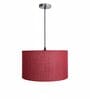 14-Inch Red Jute Fabric Drum Pendant Light