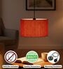 14-Inch Red Jute Fabric Drum Pendant Light