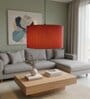 14-Inch Red Jute Fabric Drum Pendant Light