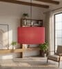 14-Inch Red Jute Fabric Drum Pendant Light, Modern Hanging Ceiling Lamp