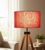 14-Inch Red Texture Fabric Drum Lampshade