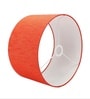 14-Inch Red Texture Fabric Drum Lampshade