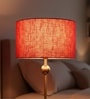 14-Inch Red Texture Fabric Drum Lampshade