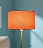14-Inch Red Texture Fabric Drum Lampshade