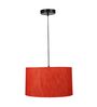 14-Inch Red Texture Fabric Drum Pendant Light, Modern Hanging Ceiling Lamp