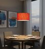 14-Inch Red Texture Fabric Drum Pendant Light