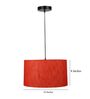 14-Inch Red Texture Fabric Drum Pendant Light, Modern Hanging Ceiling Lamp