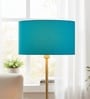 14-Inch Teal Fabric Drum Lampshade
