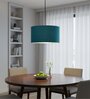 14-Inch Teal Fabric Drum Pendant Light