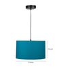 14-Inch Teal Fabric Drum Pendant Light, Modern Hanging Ceiling Lamp