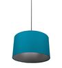 14-Inch Teal Fabric Drum Pendant Light, Modern Hanging Ceiling Lamp