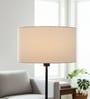 14-Inch White Fabric Drum Lampshade