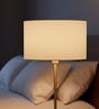 14-Inch White Fabric Drum Lampshade