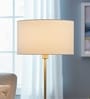14-Inch White Fabric Drum Lampshade