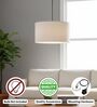 14-Inch White Fabric Drum Pendant Light