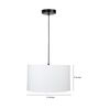 14-Inch White Fabric Drum Pendant Light, Modern Hanging Ceiling Lamp