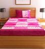 Pink Floral 144 TC Cotton Blend Single Bed Sized Bed Sheets With 1 Pillow Cover