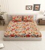 Red Floral 144 TC Cotton King Size  Bedsheet With 2 Pillow Cover