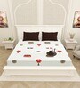 White Traditional print 144 TC Cotton King Size  Bedsheet With 2 Pillow Cover